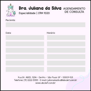 Bloco de Agendamento de Consulta Pediatra Moszna