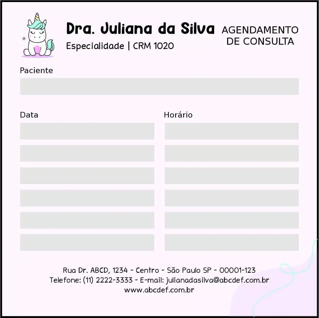 Bloco de Agendamento de Consulta Pediatra Moszna