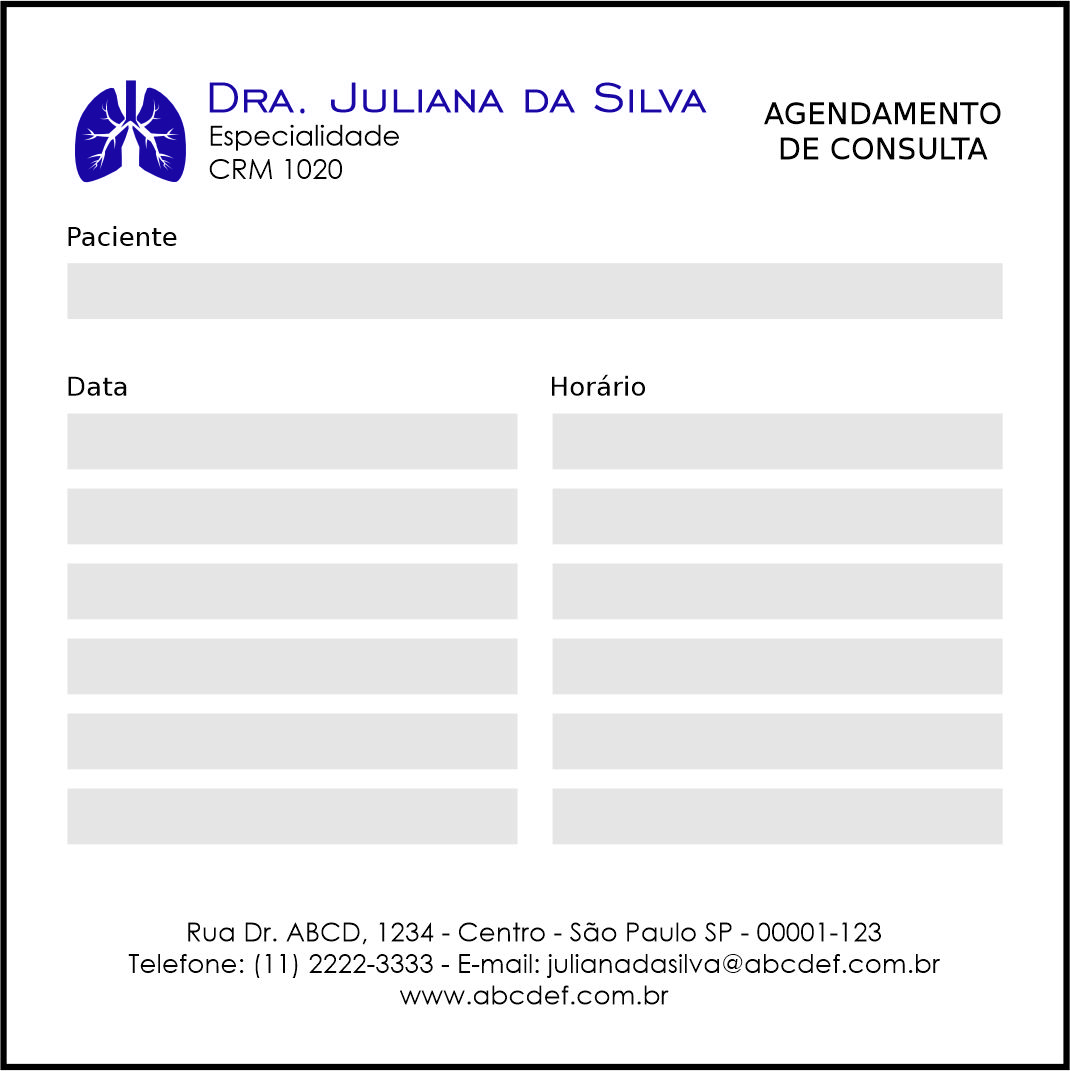 Bloco de Agendamento de Consulta Pneumologia Odense