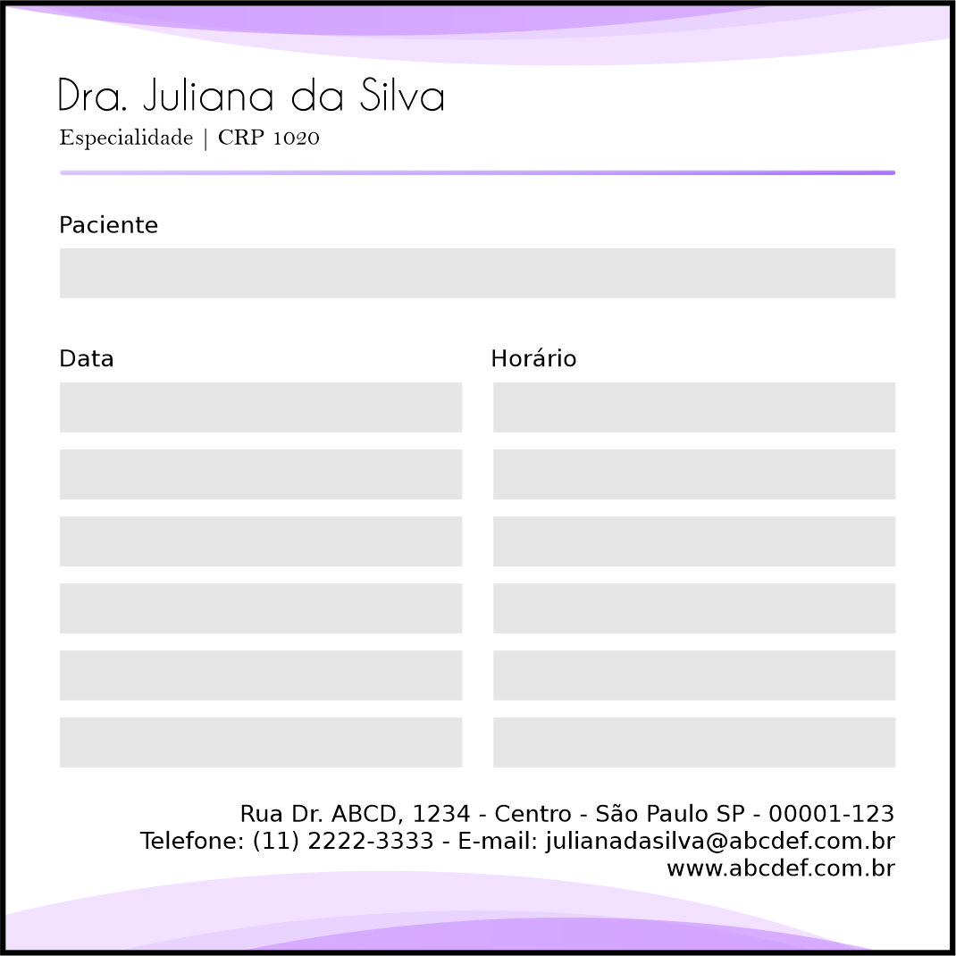 Bloco de Agendamento de Consulta Psicológico Heidelberg