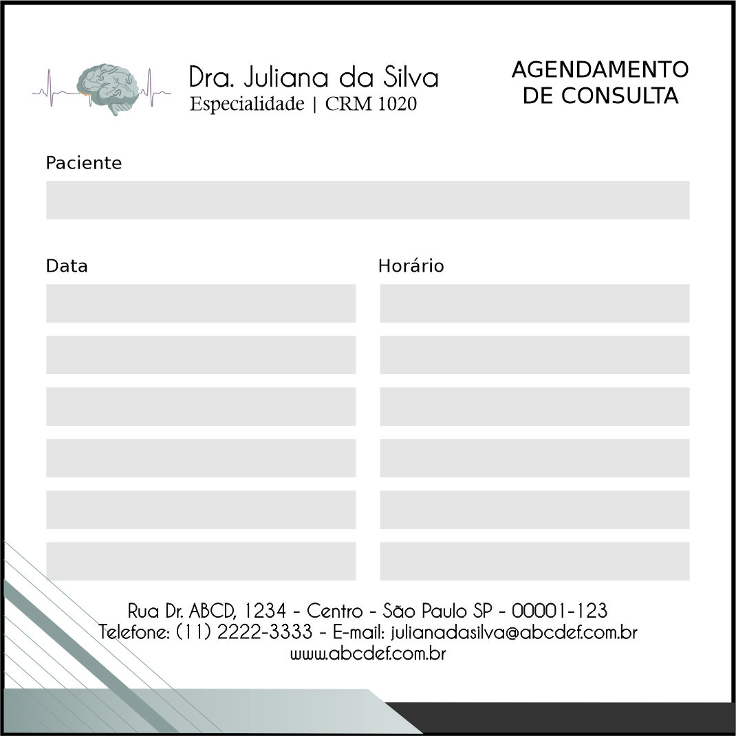 Bloco de Agendamento de Consulta Psicologia Kiel