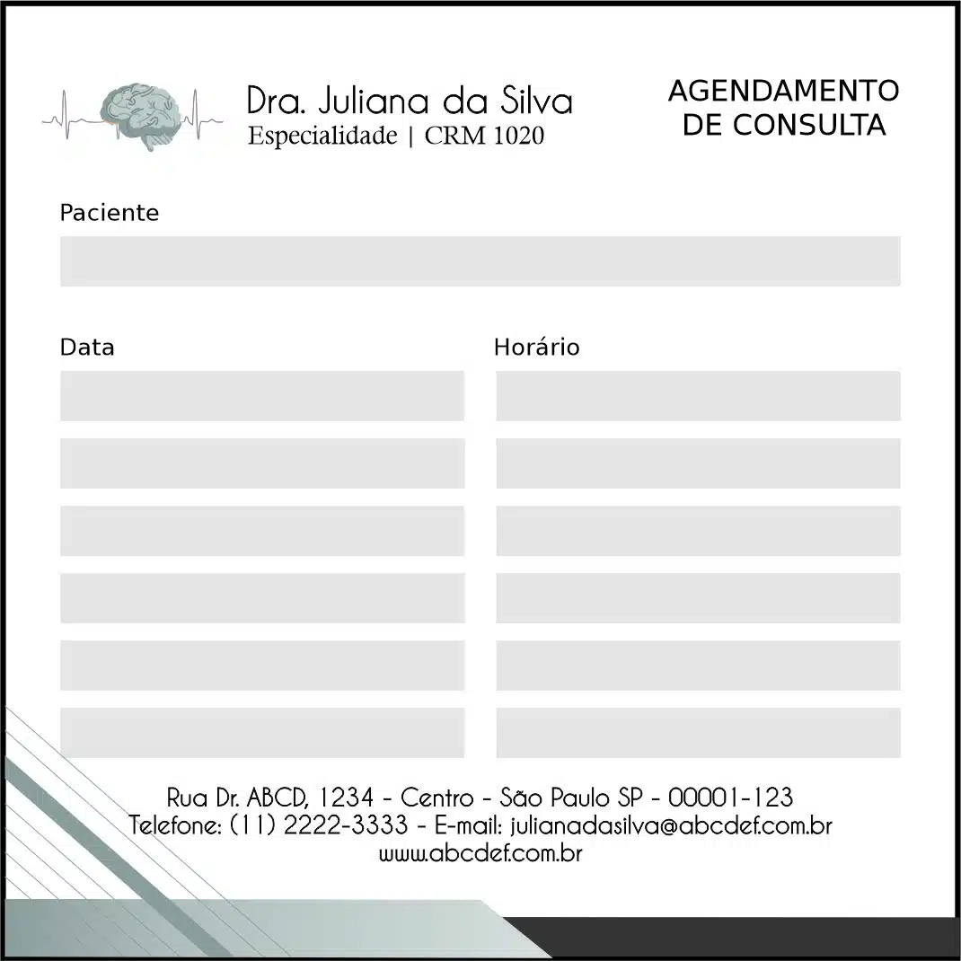 Bloco de Agendamento de Consulta Psicologia Kiel