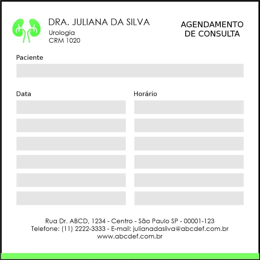 Bloco de Agendamento de Consulta Urologia Braga