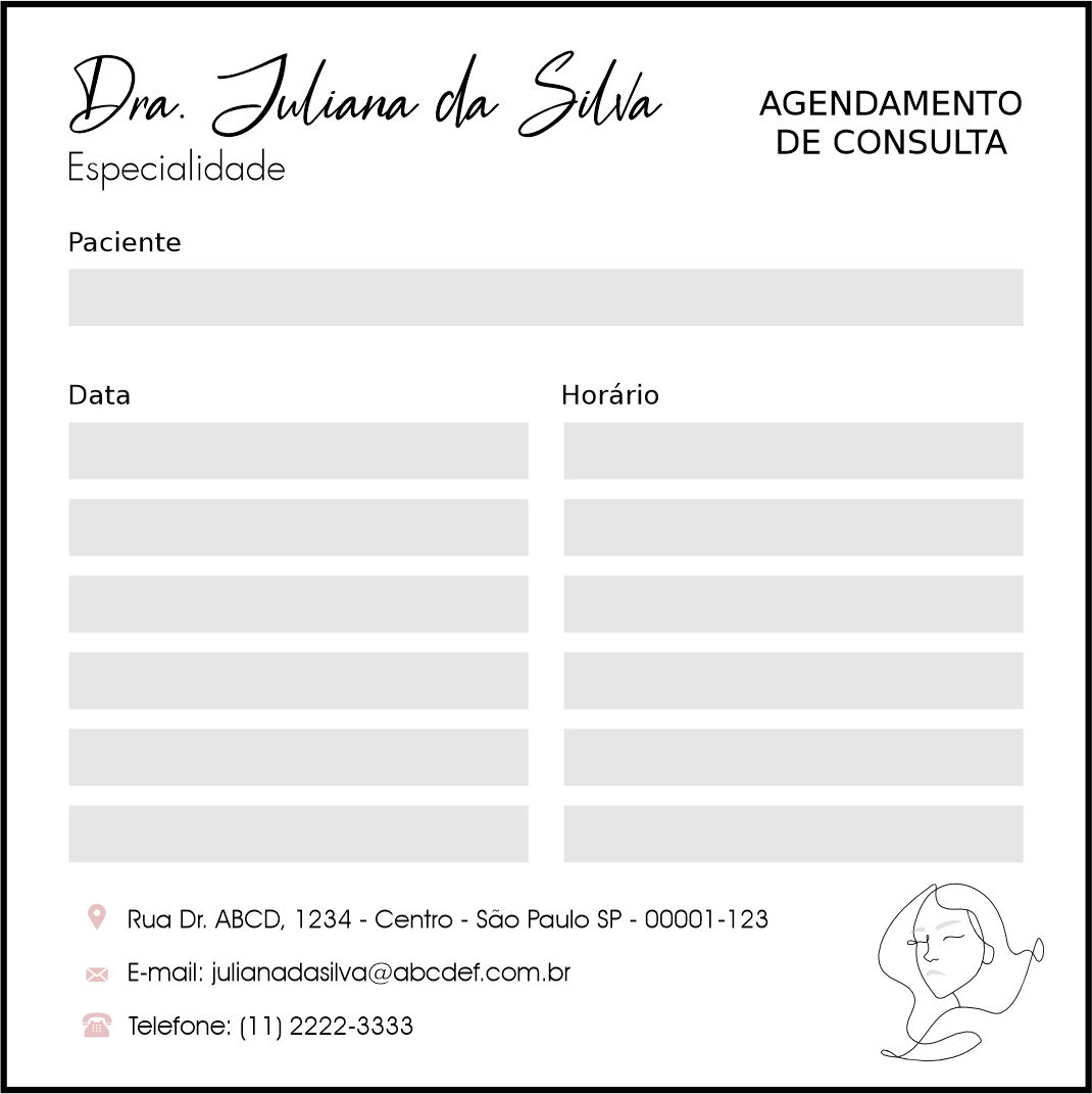 Bloco de Agendamento de Consulta Dermatologista Derby