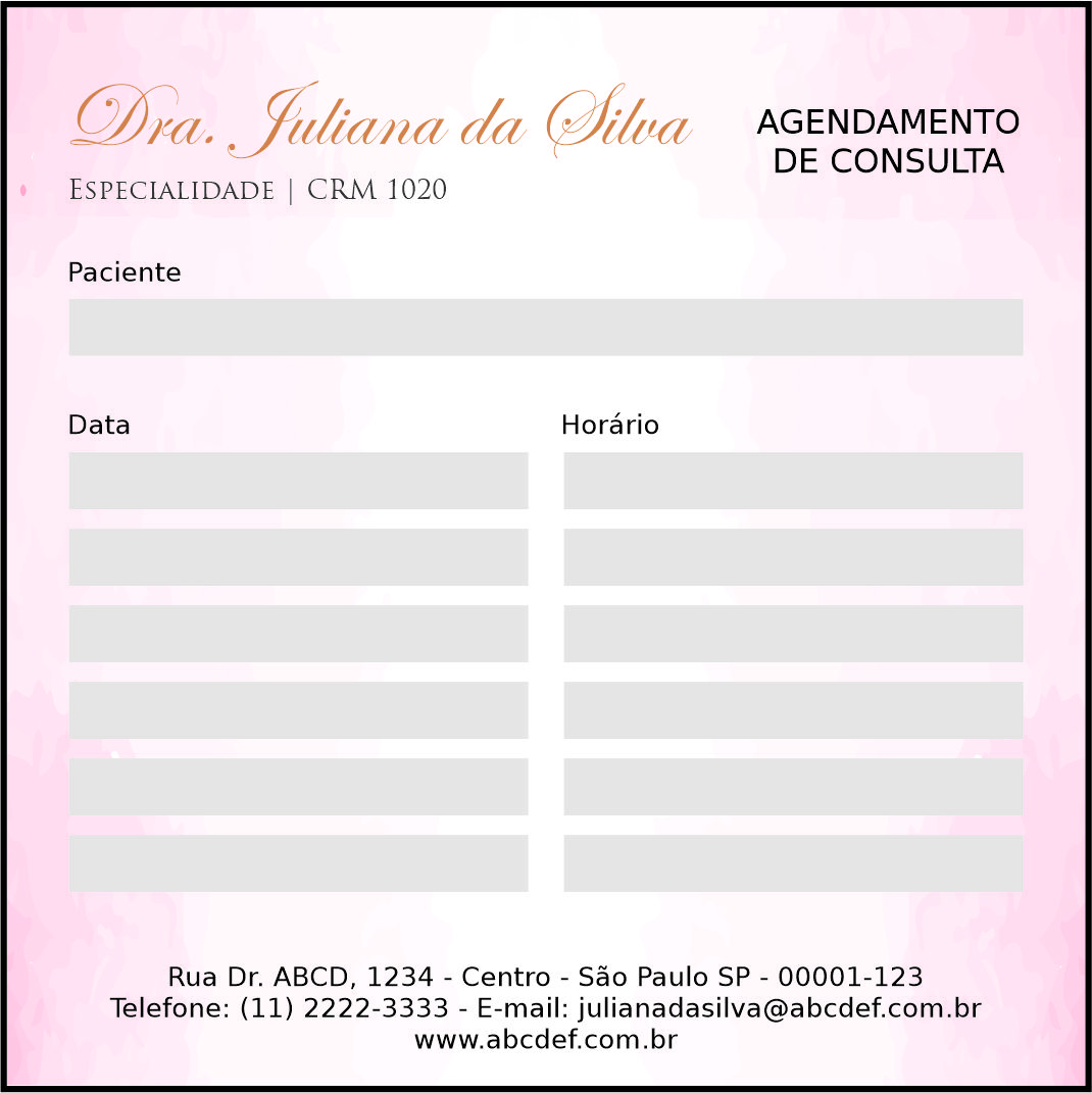 Bloco de Agendamento de Consulta Dermatologista Cambridge