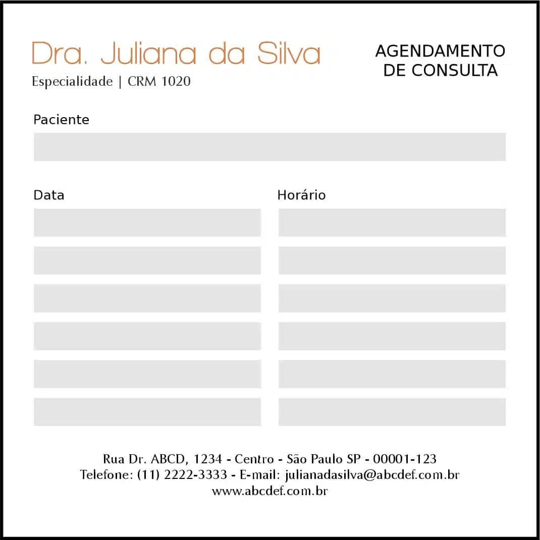 Bloco de Agendamento de Consulta Dermatologista Chester