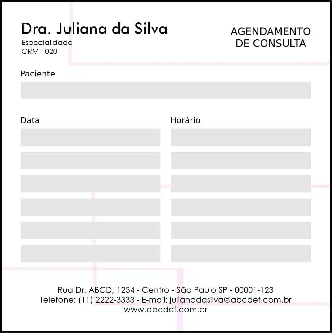 Bloco de Agendamento de Consulta Dermatologista Ripon