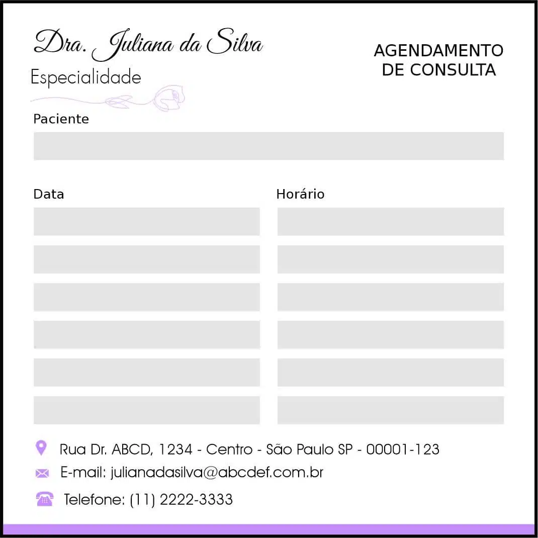 Bloco de Agendamento de Consulta Dermatologista Liverpool