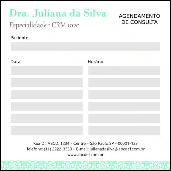 Bloco de Agendamento de Consulta Clínica Geral Taba Bloco de Agendamento de Consulta Clínica Geral Taba