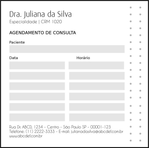 Bloco de Agendamento de Consulta Clínica Geral Tebas Bloco de Agendamento de Consulta Clínica Geral Tebas