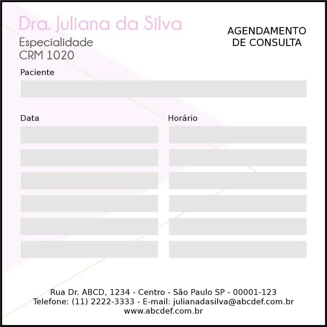 Bloco de Agendamento de Consulta Ginecologia Houston