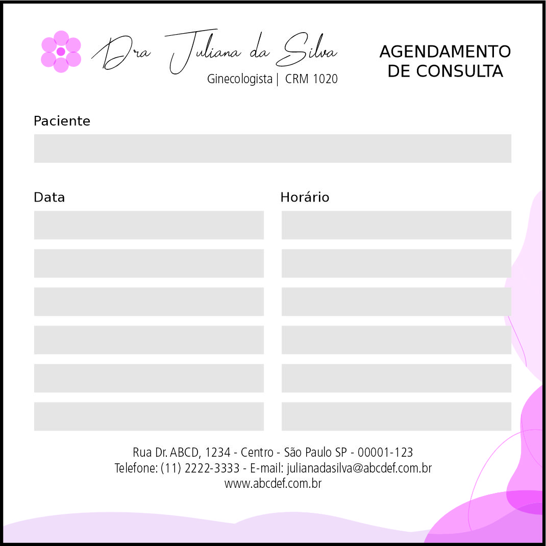 Bloco de Agendamento de Consulta Ginecologia Albuquerque