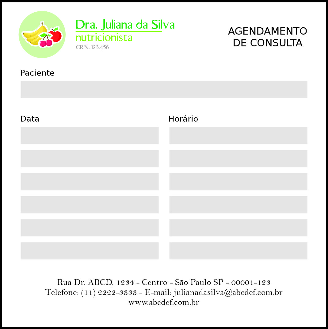 Bloco de Agendamento de Consulta Nutricionista Corrientes