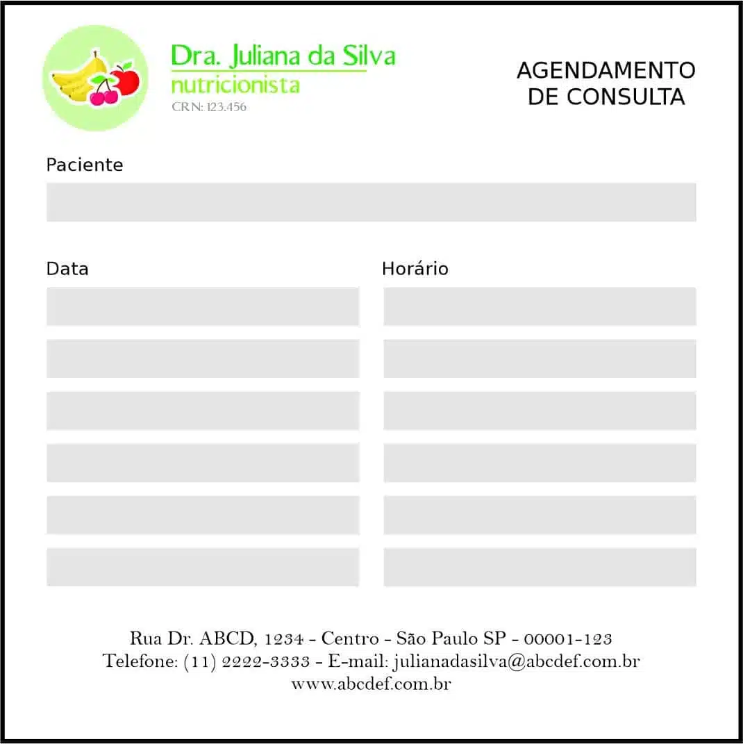 Bloco de Agendamento de Consulta Nutricionista Corrientes
