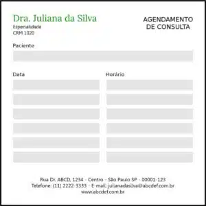 Bloco de Agendamento de Consulta Ortopedia Tessalônica