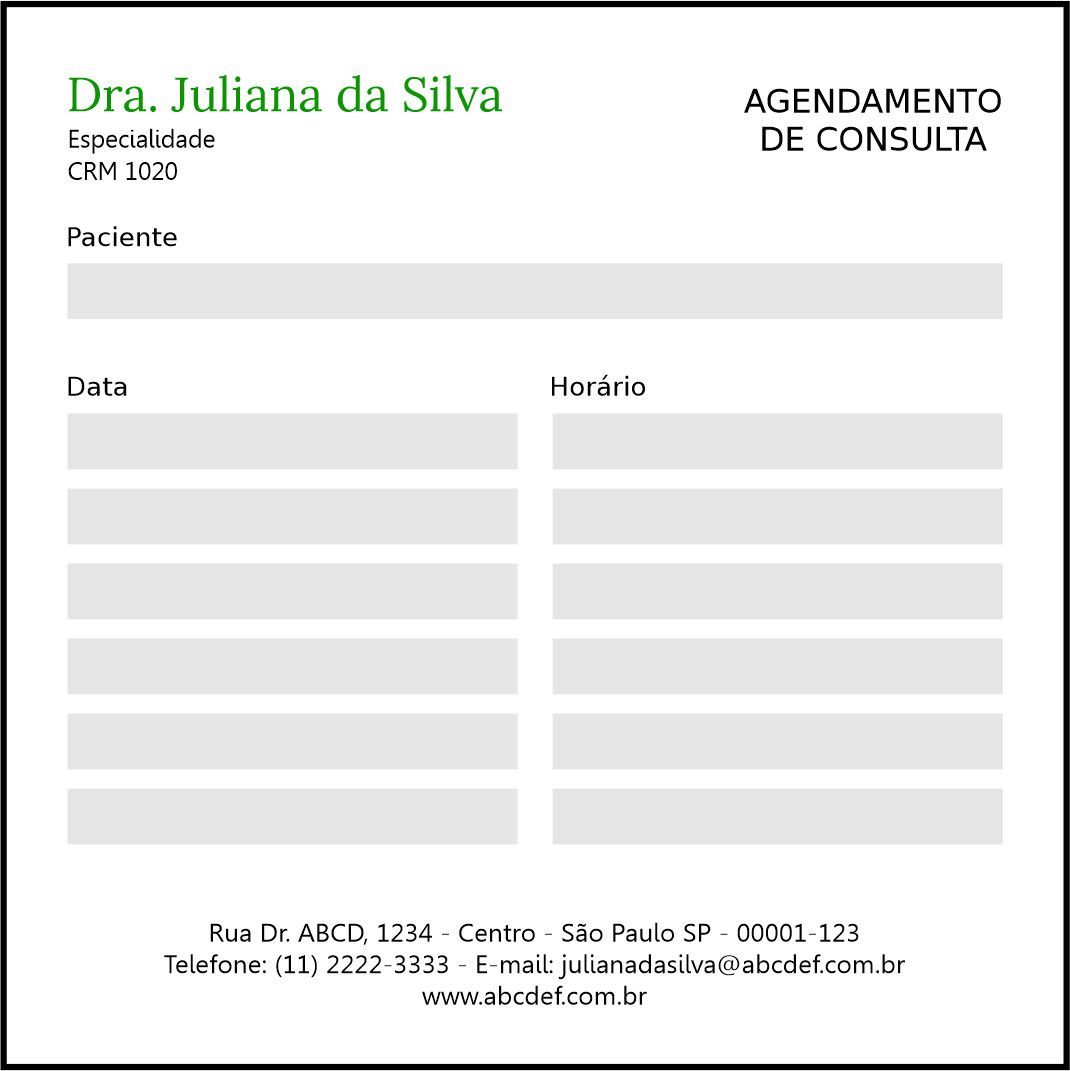 Bloco de Agendamento de Consulta Ortopedia Tessalônica