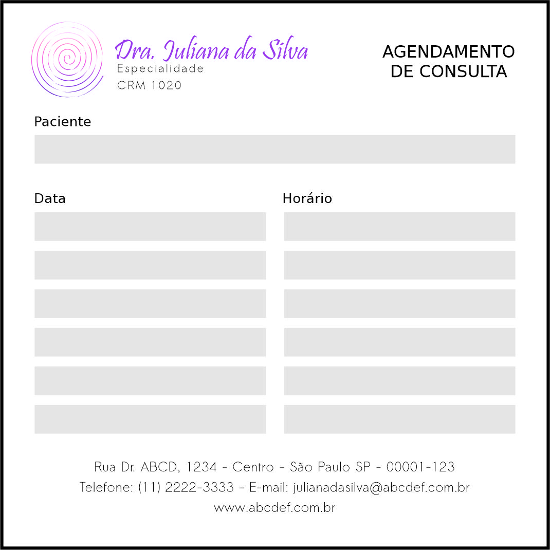Bloco de Agendamento de Consulta Otorrinolaringologista Bilbao