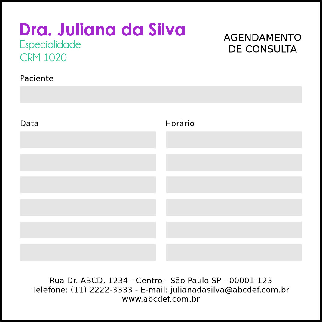 Bloco de Agendamento de Consulta Pediatria Varsóvia