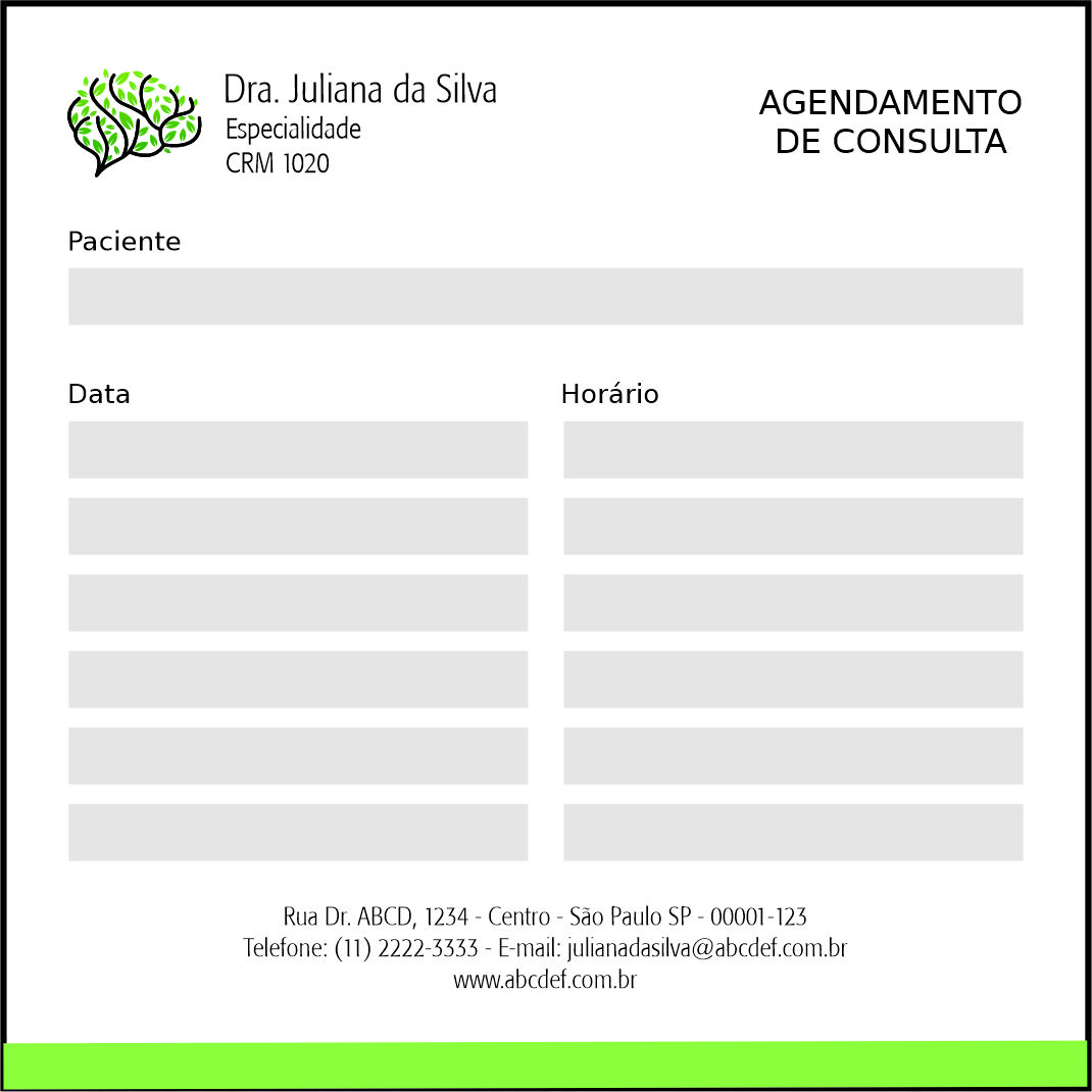 Bloco de Agendamento de Consulta Psiquiatra e Neurologista Turim