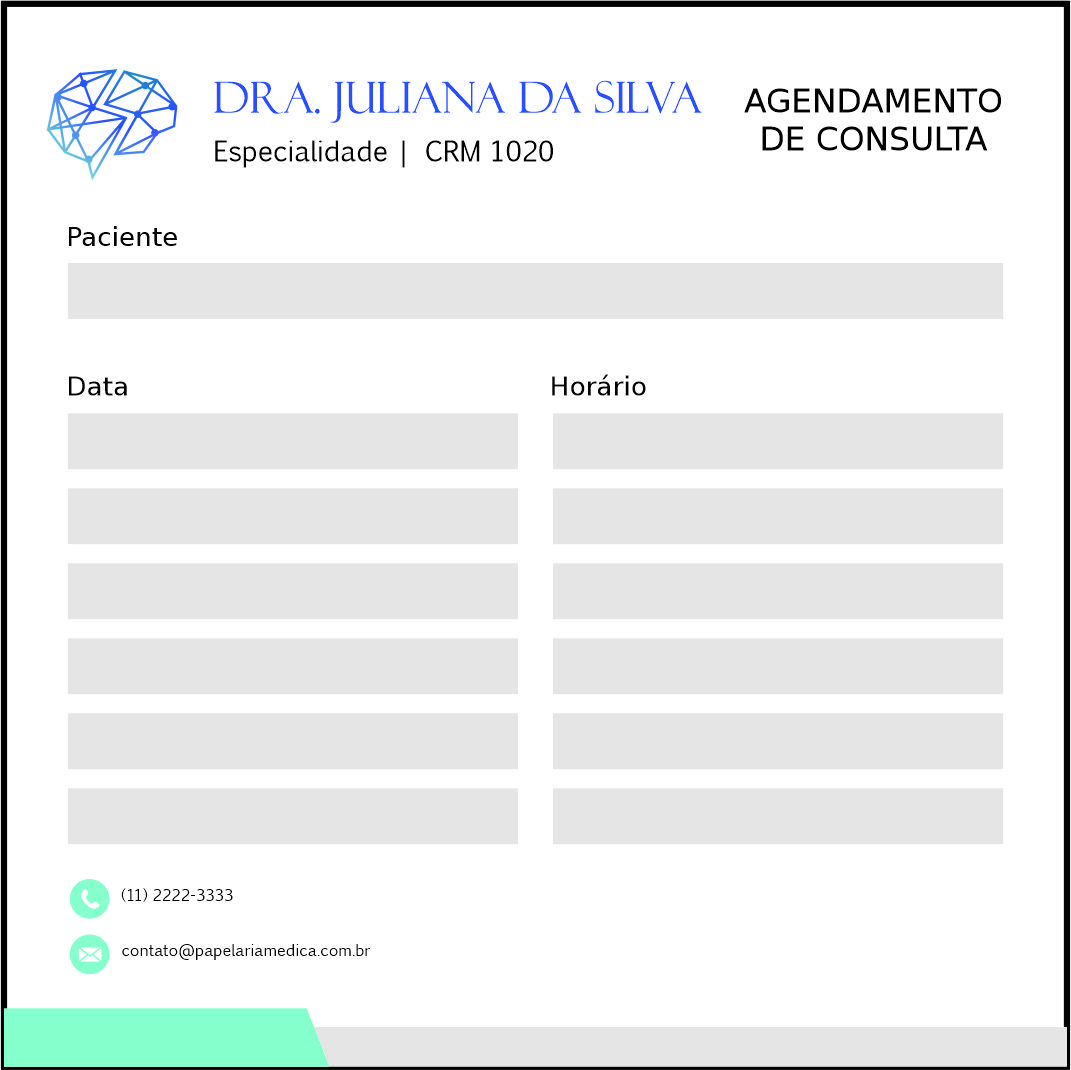 Bloco de Agendamento de Consulta Psiquiatra e Neurologista Leeds