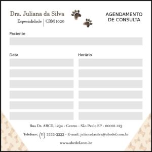Bloco de Agendamento de Consulta Veterinário Baden