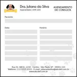 Bloco de Agendamento de Consulta Veterinário Linz