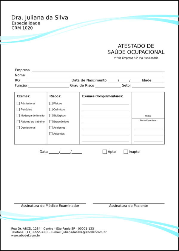 Atestado de Saúde Ocupacional (ASO) Ondas