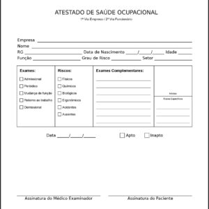 Atestado de Saúde Ocupacional (ASO) Simple Onix