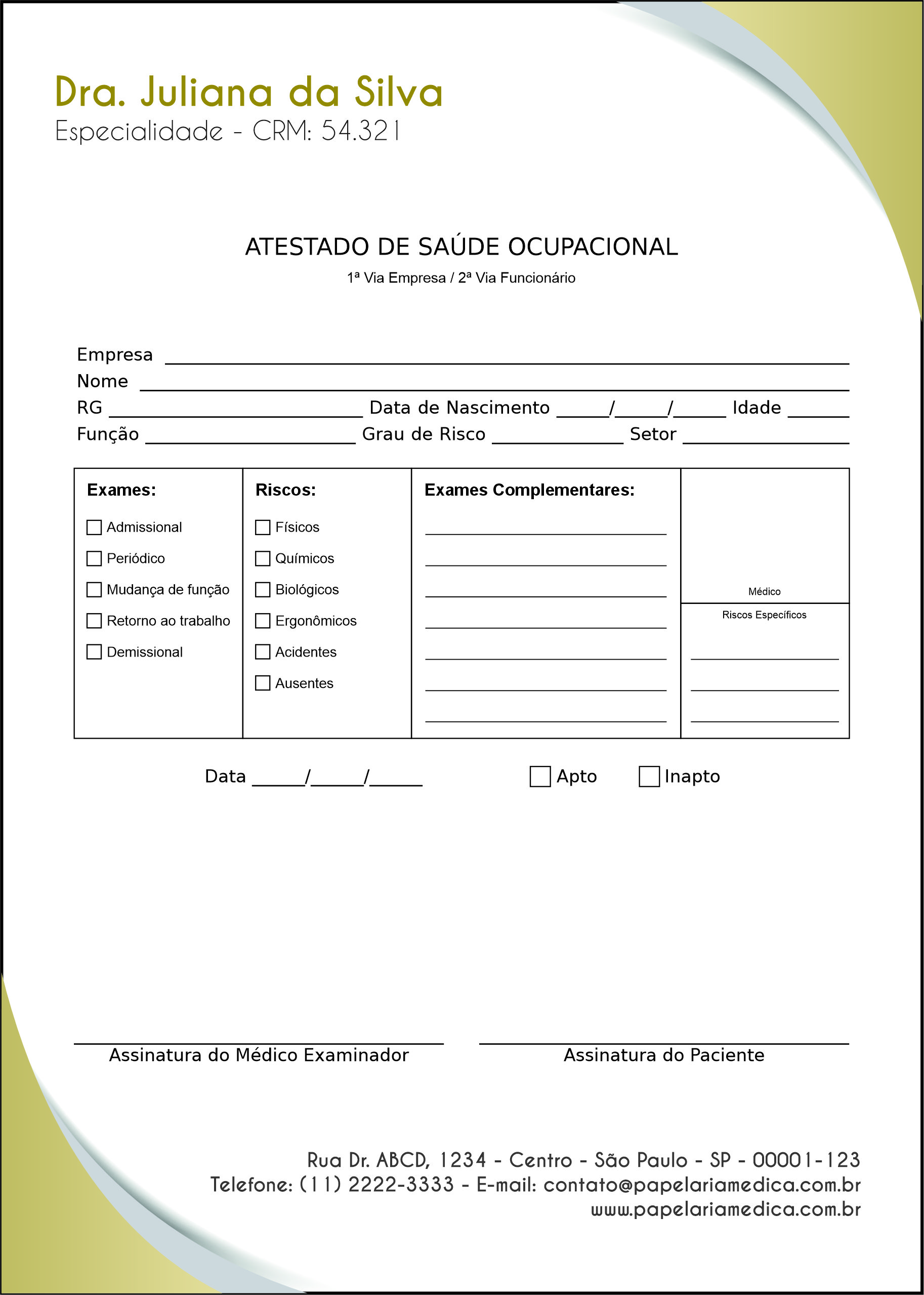 Atestado de Saúde Ocupacional (ASO) Gold Frame