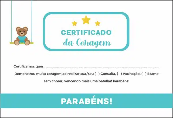 Certificado da Coragem Pediatria Katovice Certificado da Coragem Pediatria Katovice