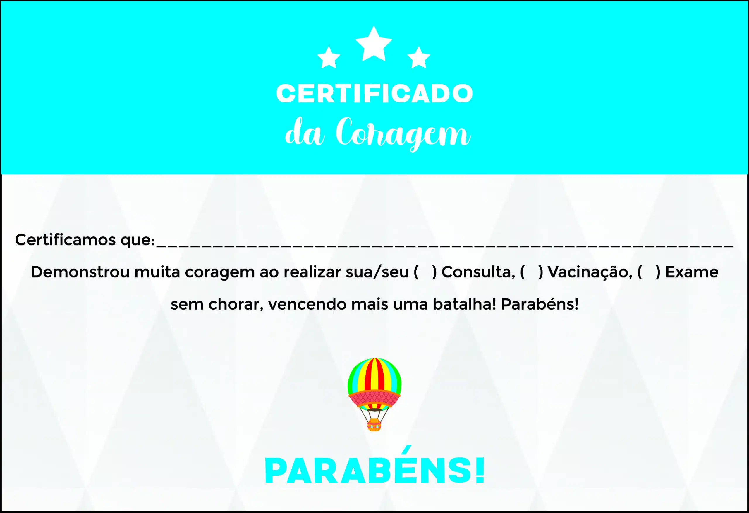 Certificado da Coragem Pediatria Estetino