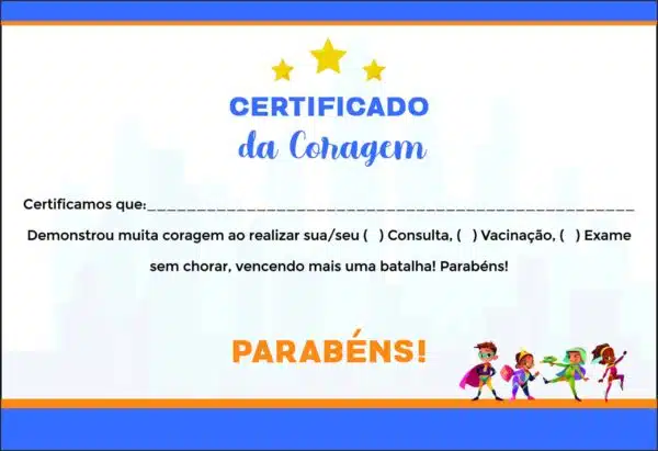 Certificado da Coragem Pediatria Radom Certificado da Coragem Pediatria Radom