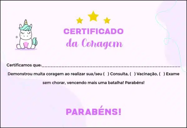 Certificado da Coragem Pediatria Moszna Certificado da Coragem Pediatria Moszna