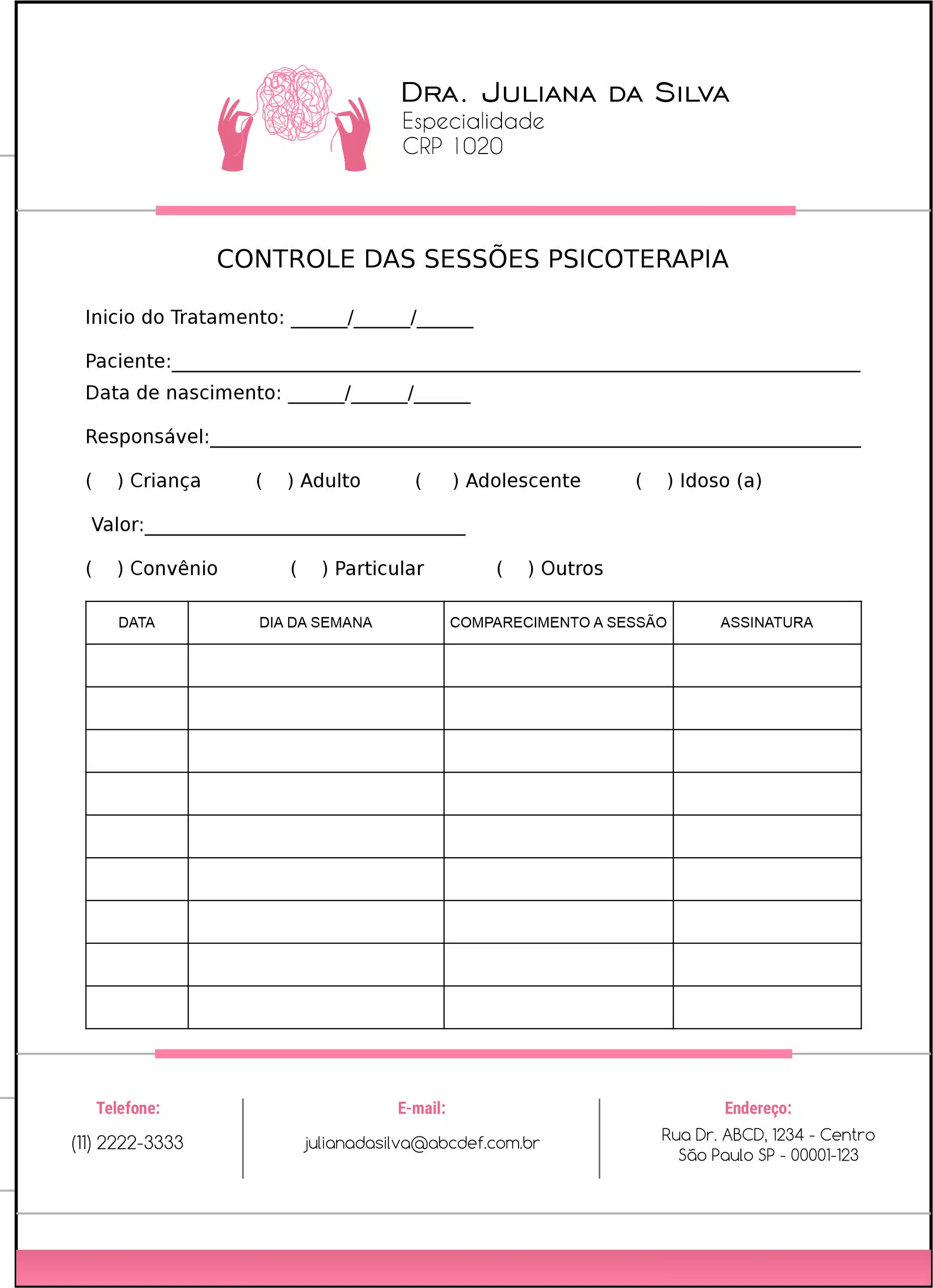 Controle de Sessão Psicoterapia Dresden
