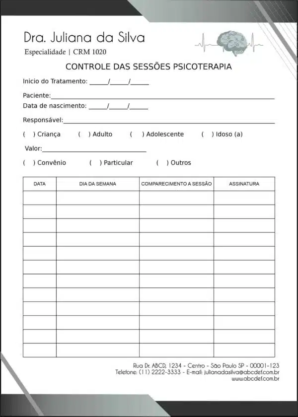 Controle de Sessão Psicoterapia Kiel Controle de Sessão Psicoterapia Kiel