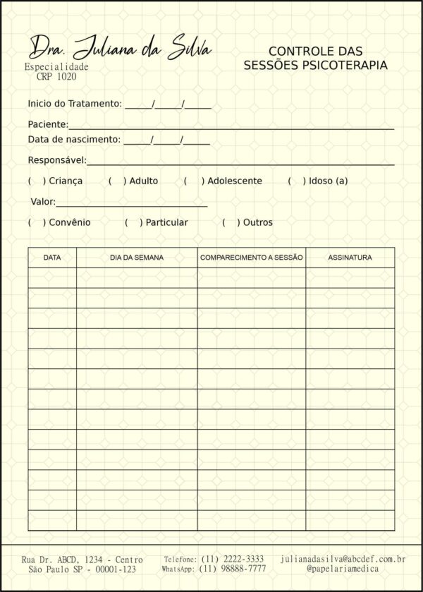 Controle de Sessão Psicoterapia Munique Controle de Sessão Psicoterapia Munique