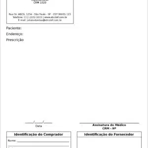 Receituário de Controle Especial ANVISA