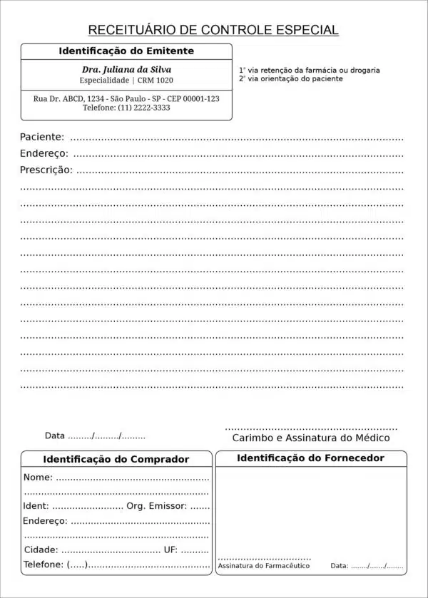 Receituário de Controle Especial C1 Receituário de Controle Especial C1