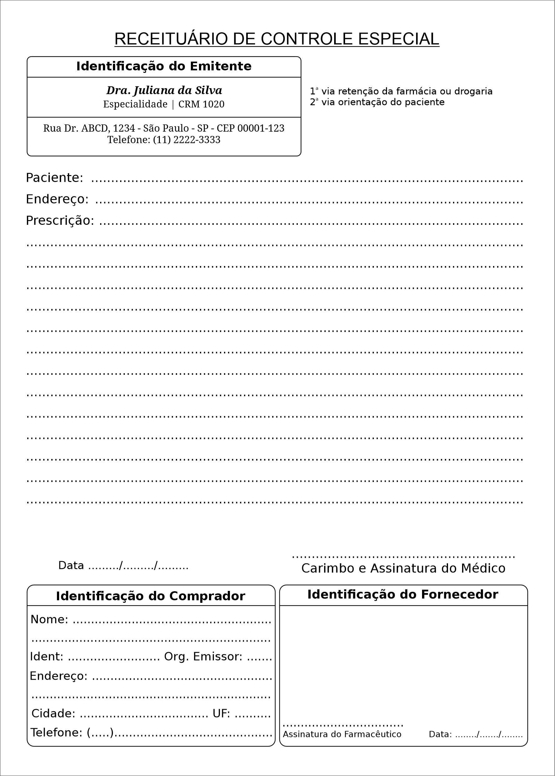 Receituário de Controle Especial C1