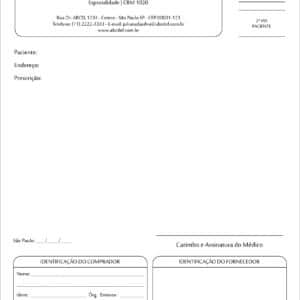 Receituário de Controle Especial Branca