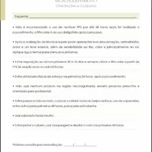 Microagulhamento Orientações e Cuidados A4