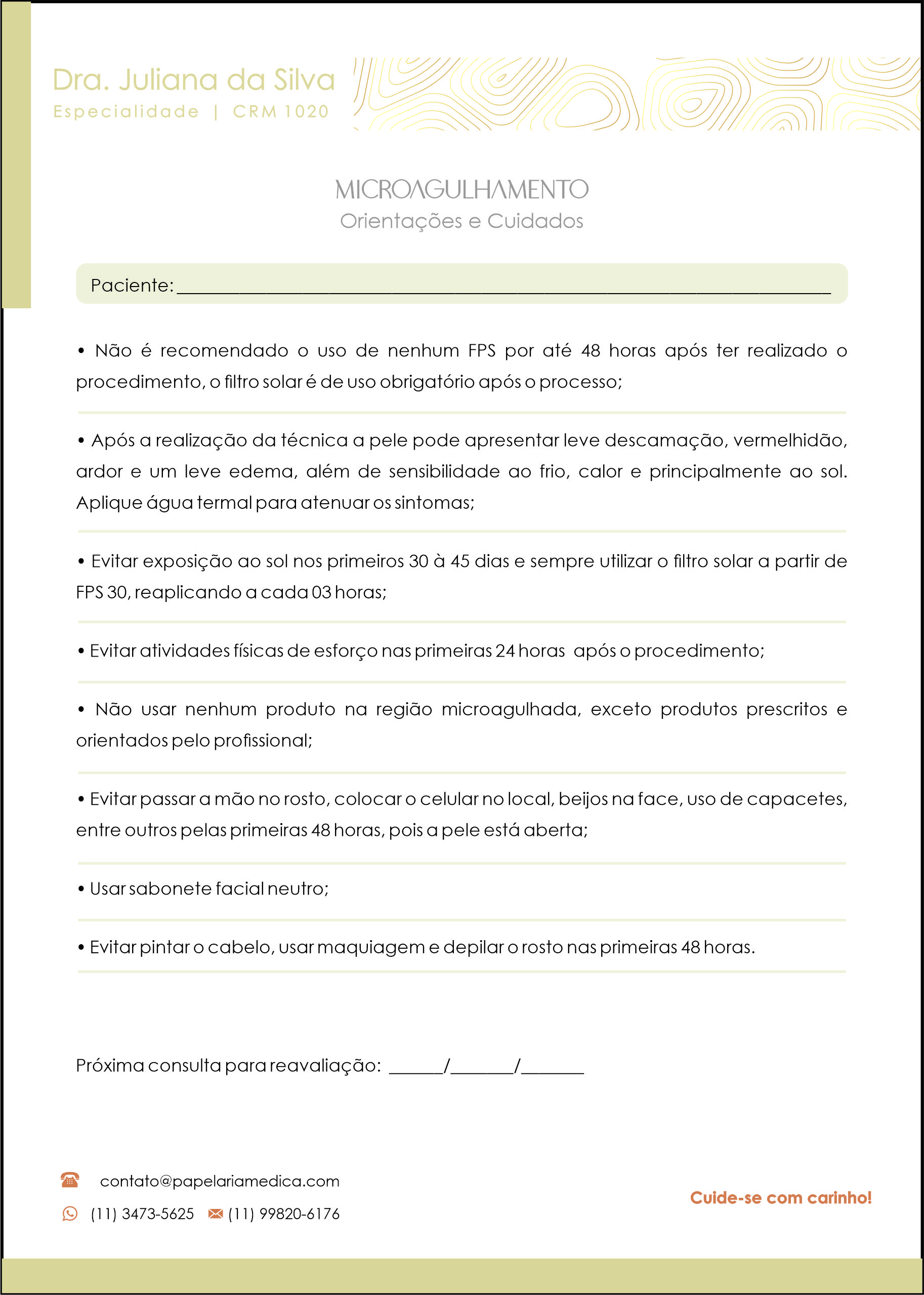 Microagulhamento Orientações e Cuidados A4