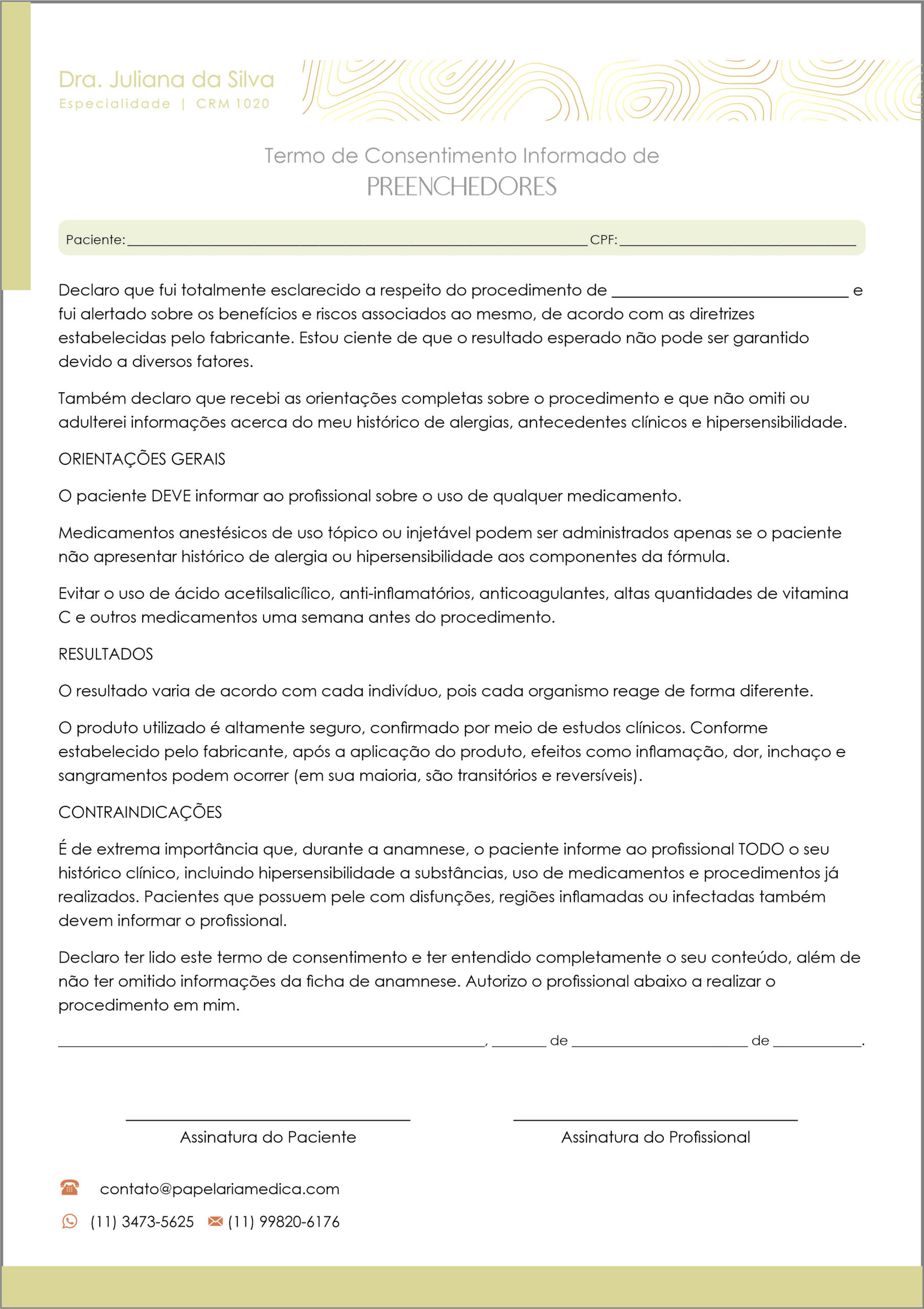 Termo de Consentimento Informado de Preenchedores A4