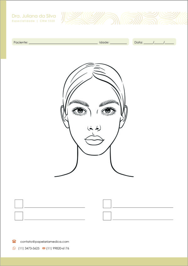 Bloco de Avaliação Facial A4 Bloco de Avaliação Facial A4