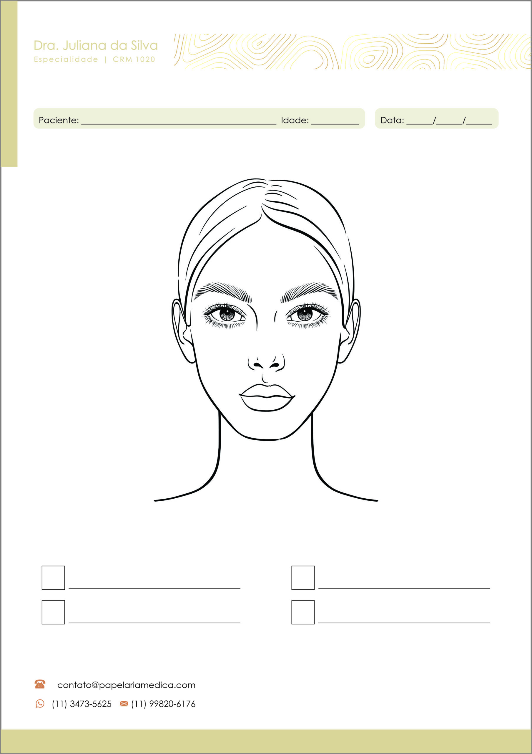 Bloco de Avaliação Facial A4