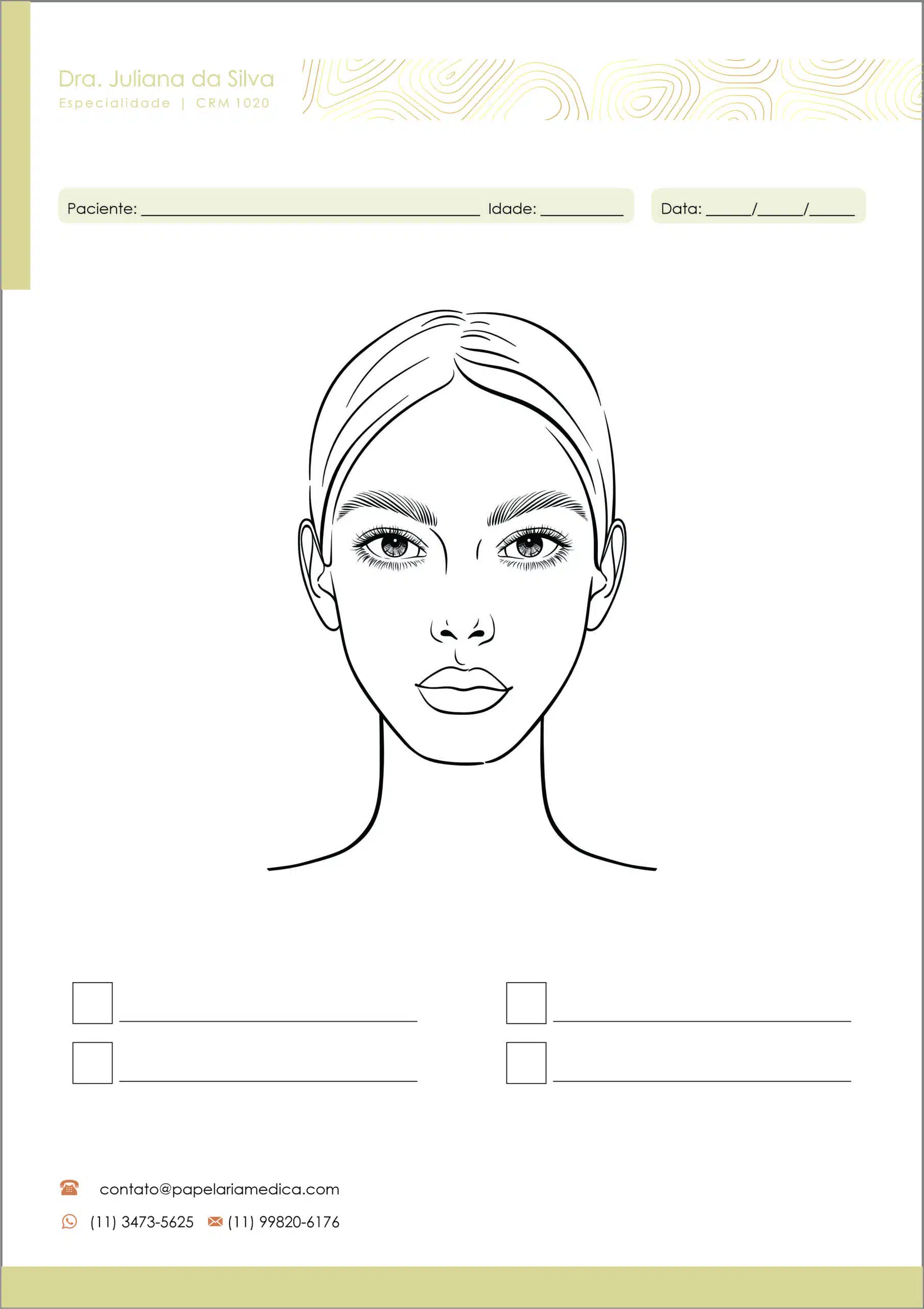Bloco de Avaliação Facial A4
