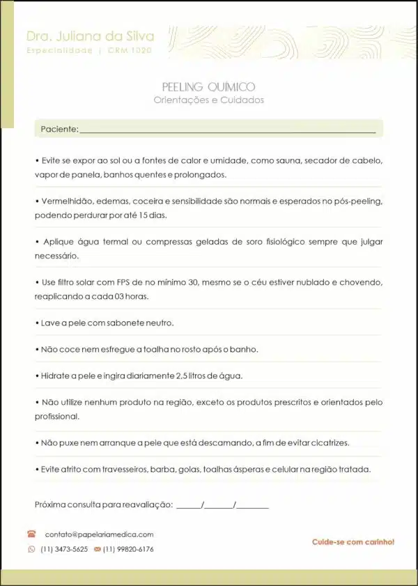 Peeling Químico Orientações e Cuidados A4 Peeling Químico Orientações e Cuidados A4