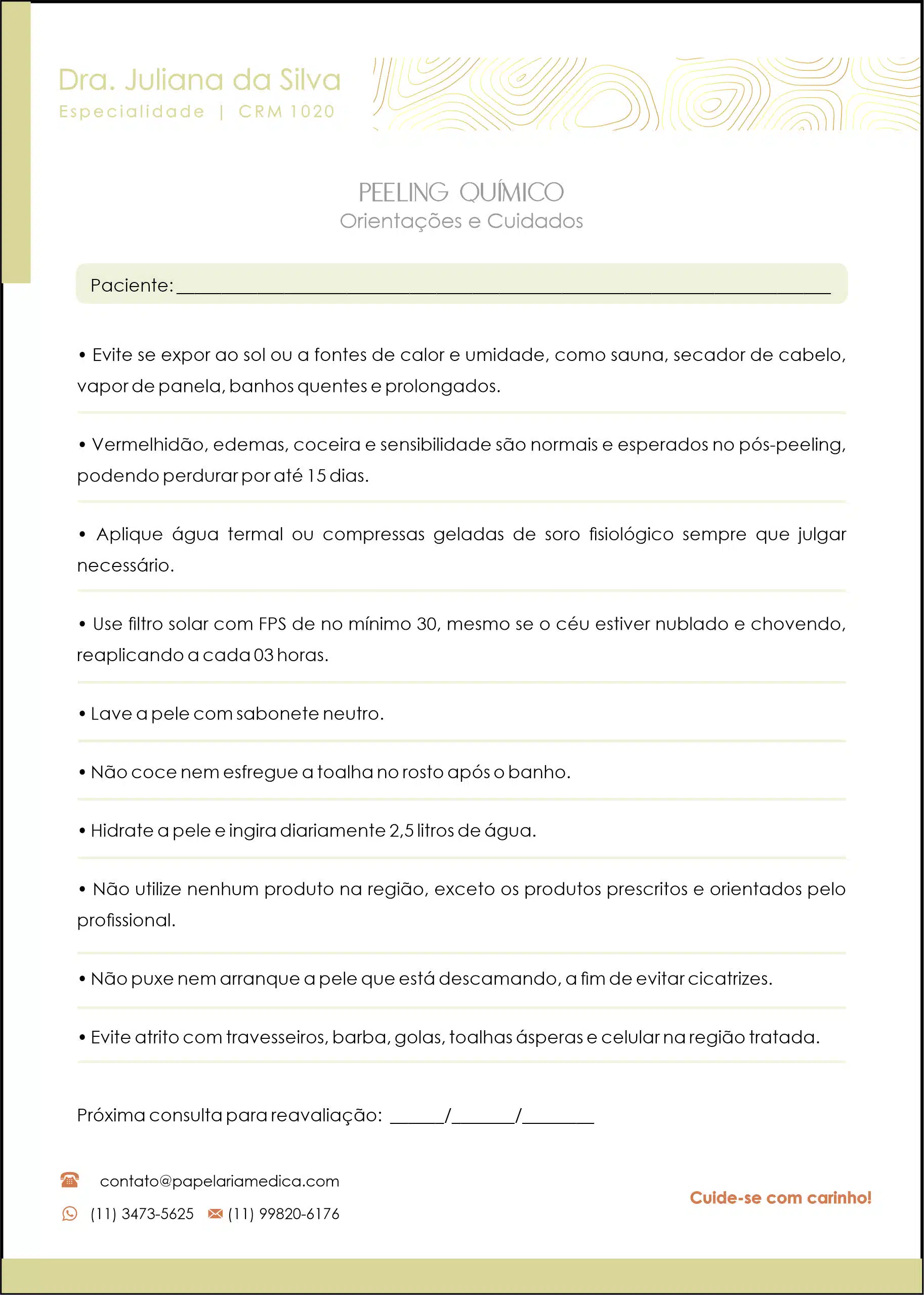 Peeling Químico Orientações e Cuidados A4
