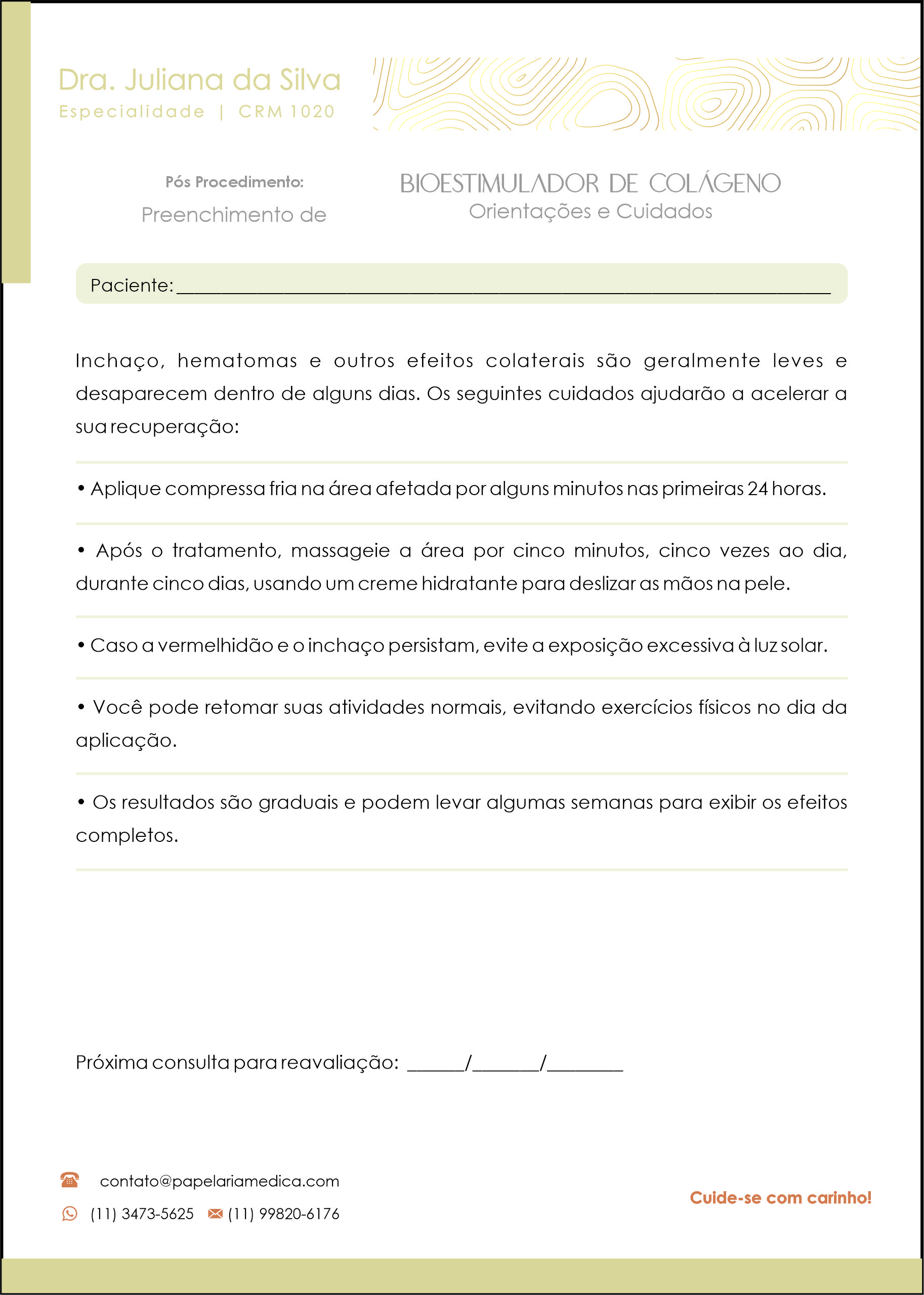Pós Procedimento Bioestimulador de Colágeno Orientações e Cuidados A4
