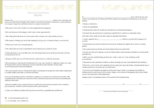 Termo de Consentimento Peeling A4 Frente e Verso Termo de Consentimento Peeling A4 Frente e Verso